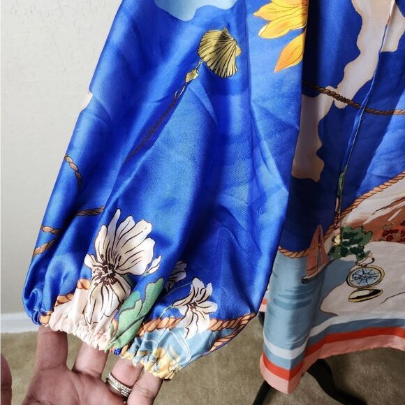 Antonio Melani Raffaella Key Hole Tie Neck Long Sleeve Belted Mini Dress Size XS - Picture 9 of 13